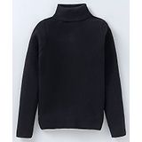 Yellow Apple Viscose Knit Full Sleeves Turtle Neck  Solid Colour Winter T-Shirt - Black