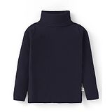 Yellow Apple Viscose Knit Full Sleeves Turtle Neck  Solid Colour Winter T-Shirt - Navy Blue