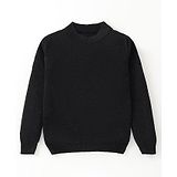 Yellow Apple Viscose Knit Full Sleeves Solid Colour Winter T-Shirt - Black