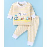 Bodycare Full Sleeves Striped Thermal Vest & Pant Set - Yellow & White