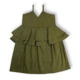 My Pink Closet Cotton Sleeveless Peplum Style Solid Dress - Olive Green