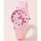 Ziory Quartz Unicorn Designed With PU Strap Analog Watch - Pink