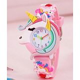 Ziory Analog White Dial Unicorn Shaped PU Strap Watch - Pink