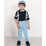 BAD BOYS Full Sleeves Teddy Embroidered & Checked Coordinating Party Suit - Blue