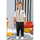 BAD BOYS Full Sleeves Bows & Teddy Bears Printed 3 Piece Party Suit - Brown