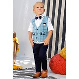 BAD BOYS Full Sleeves Cars Printed & Embroidered 3 Piece Party Suit Set - Blue