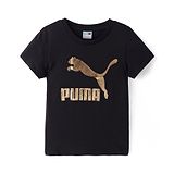 Puma Cotton Knit Half Sleeves T-Shirt With Metallic Print - Black