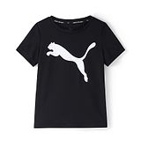 PUMA Knit Half Sleeves Solid T-Shirt with Logo Print - Black