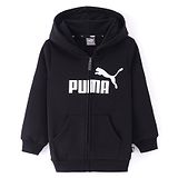 Puma Cotton Knit Full Sleeves Front Open Hooded Sweatjacket With Logo Print - Black