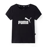 Puma Cotton Knit Half Sleeves T-Shirt With Logo Print - Black