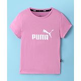 Puma Cotton Knit Half Sleeves T-Shirt With Logo Print - Pink