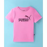 PUMA Cotton Knit Half Sleeves Brand Text Printed T-Shirt - Dark Pink