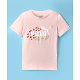 PUMA Cotton Knit Half Sleeves Brand Text Printed T-Shirt - Light Pink