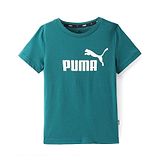 Puma Cotton Knit Half Sleeves T-Shirt With Logo Print - Teal Blue