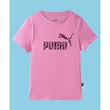 Puma Cotton Knit Half Sleeves T-Shirt With Logo Print - Pink