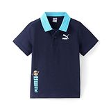 Puma Cotton Knit Half Sleeves Polo T-Shirt With Logo Print - Blue