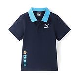 Puma Cotton Knit Half Sleeves Polo T-Shirt With Logo Print - Navy Blue