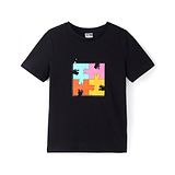 Puma Cotton Knit Half Sleeves T-Shirt With Puzzle Print - Black