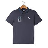 Puma Cotton Knit Half Sleeves Polo T-Shirt With Logo Print - Grey