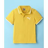 PUMA Cotton Knit Half Sleeves Solid Polo Neck T-Shirt - Yellow