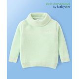 Babyoye Knitted Full Sleeves Turtle Neck Solid Colour Fur T-Shirt - Green