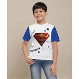 Kidsville DC Comics Featuring Half sleeves Superman Printed Tee-White Blue