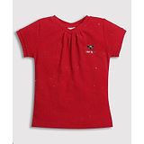 Tiny Girl Cotton Half Sleeves Solid  Top - Red