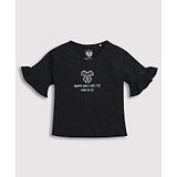 Tiny Girl Three Fourth Sleeves Text Printed Top -  Black