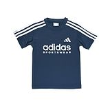 Adidas Kids Knit Half Sleeves Striped T-Shirt - Navy Blue