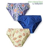 Babyoye Cotton Knit Floral Printed Panties Pack Of 3 - Mint Blue & Purple