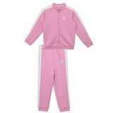 PUMA Cotton Full Sleeves Colour Blocked Jacket & Track Pants Set - Pink