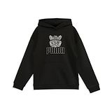 PUMA Cotton Full Sleeves Floral &  Brand Name Printed Hooded Sweatshirt - Black