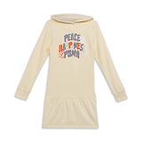 PUMA Full Sleeves Text Printed Hooded Dress - Yellow