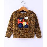 Wingsfield Full Sleeves Car Embroidered Sweater - Yellow