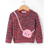 Wingsfield Full Sleeves Animal Face Embroidered Sweater - Peach