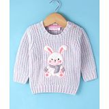 Wingsfield Full Sleeves Self Designed Teddy Bear  Embroidered Sweater - Pink