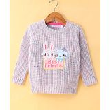 Wingsfield Full Sleeves Animal Embroidered Sweater - Pink