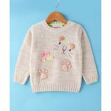 Wingsfield Full Sleeves Animal Embroidered Sweater - Beige