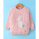 Wingsfield Full Sleeves Animal Embroidered Sweater - Pink