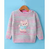 Wingsfield Full Sleeves Animal Embroidered Sweater - Pink