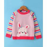 Wingsfield Full Sleeves Animal Embroidered Sweater - Pink