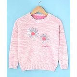 Wingsfield Full Sleeves Sequin Floral Embellished Sweater - Pink