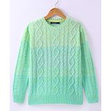 Wingsfield Full Sleeves Self Knit Designed Sweatshirt - Sea Green