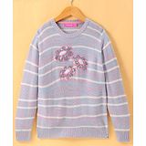 Wingsfield Full Sleeves Striped Sequin Floral Detailed Pullover - Multi Colour