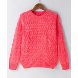 Wingsfield Full Sleeves Cable Knit Designed Sweater - Coral