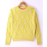 Wingsfield Full Sleeves Cable Knit Designed Sweater - Yellow