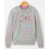 Wingsfield Full Sleeves Striped Sequin Typography Detailed Pullover - Multi Colour