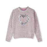 Wingsfield Full Sleeves Sequin Heart Embellished  Sweater - Grey