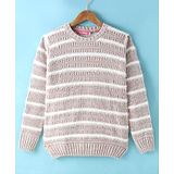 Wingsfield Full Sleeves Self Designed Striped Sweater - Pink