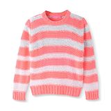 Wingsfield Full Sleeves Self Designed Striped Sweater - Coral